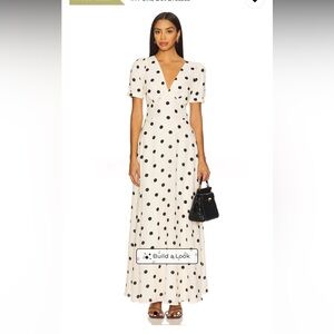 Devin Maxi Dress in Cream Polka Dot